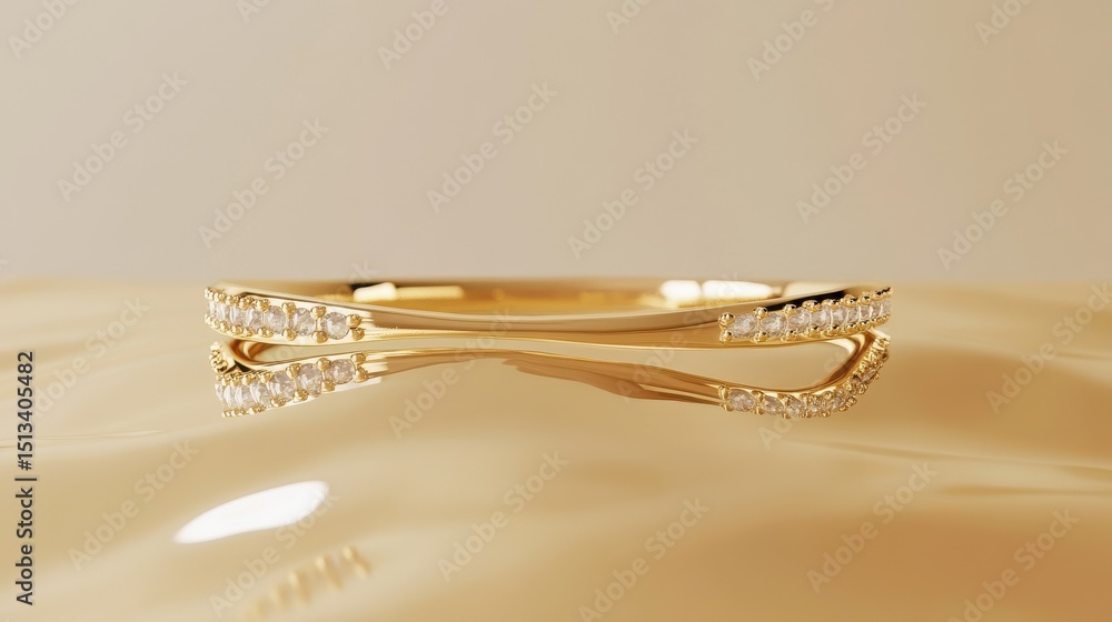 Poster refined 3d gold bracelet shimmering stones displayed on a smooth minimalistic background combining t