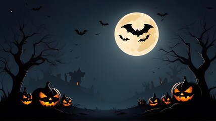 Haunting Halloween Background with Dark Gradient and Bats