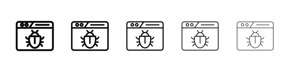 Bug icon Outline and flat style designs
