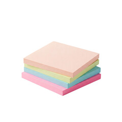 Fototapeta premium Stack of colorful pastel sticky notes for office school supplies and organization memo pads on transparent background