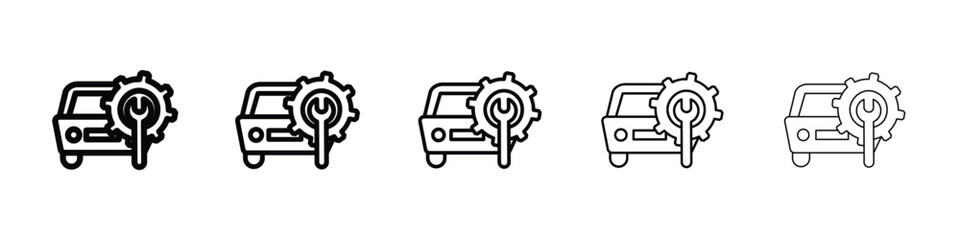 Car mechanic icon Outline and flat style designs