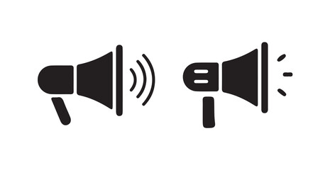 Black and White Megaphone Icon for Marketing and Public Address