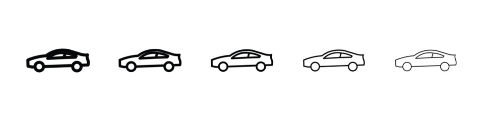 Car side view icon Outline and flat style designs