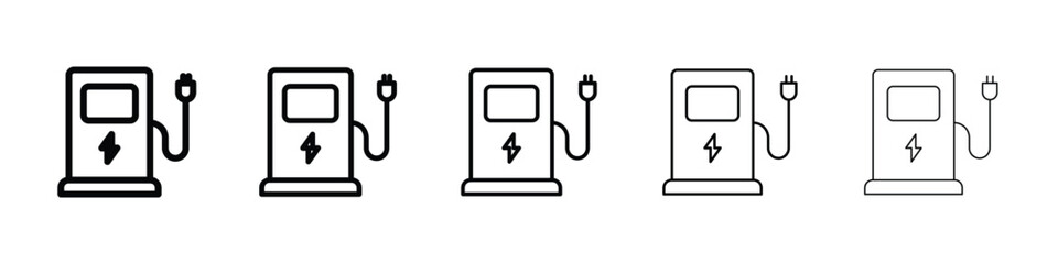 Charging station icon Outline and flat style designs