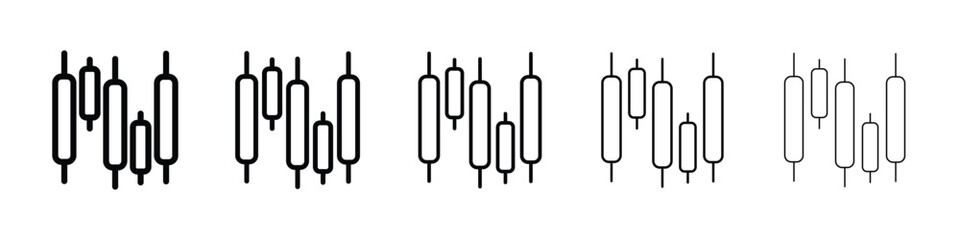 Chart candlestick icon Outline and flat style designs