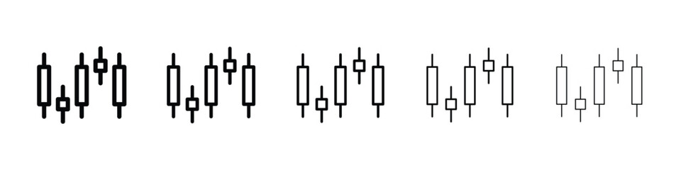 Chart candlestick icon Outline and flat style designs