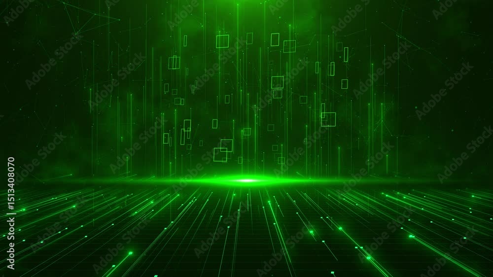 Poster 3d big data futuristic matrix digital tunnel digital cyberspace flare light. artificial intelligence