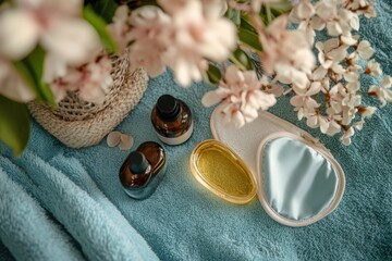 Spa day essentials aromatherapy oils and eye masks