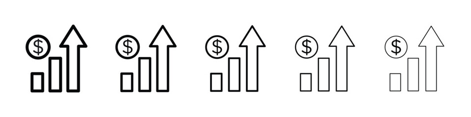 Chat arrow grow icon Outline and flat style designs