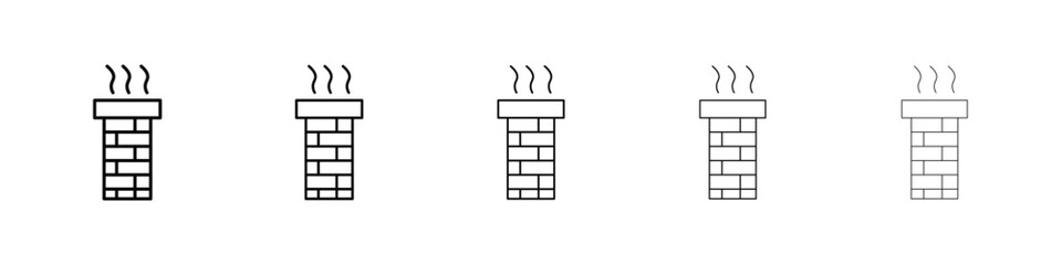 Chimney icon Outline and flat style designs