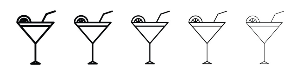 Citrus Martini glass icon Outline and flat style designs