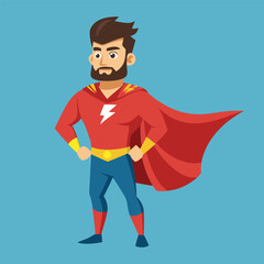 Obraz premium Superhero Dad Cape Comic Book Style Vector Illustration