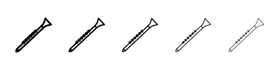 Clarinet icon Outline and flat style designs
