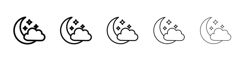 Cloud moon icon Outline and flat style designs