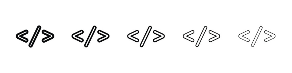 Code icon Outline and flat style designs