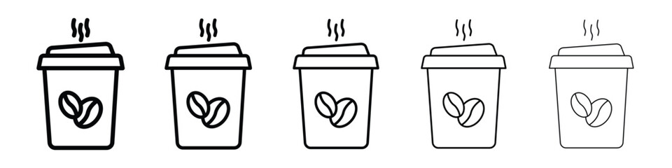 Coffee icon Outline and flat style designs