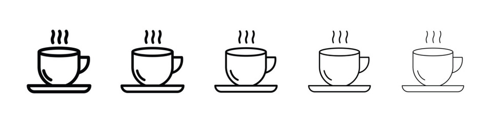 Coffee icon Outline and flat style designs