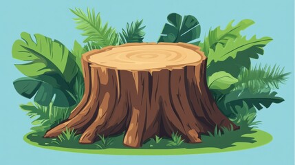 Illustration of a stump at the forest illustration , no logos, no brands