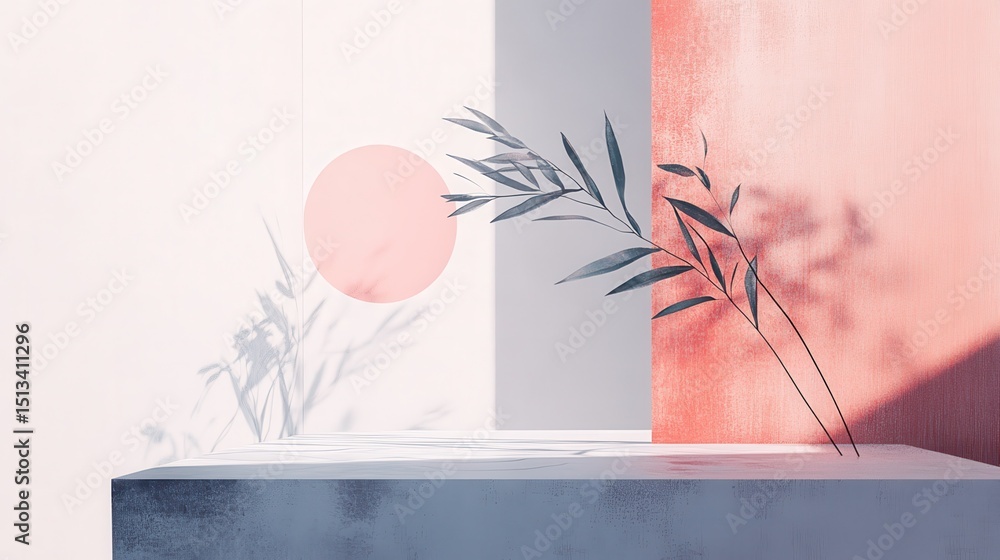 Poster craft an elegant minimalist abstract composition with muted colors and subtle lines.
