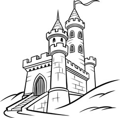 Vector illustration of an old Russian Orthodox church with traditional architecture and tower domes against a sky