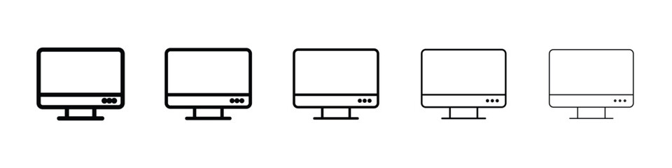 Computer screen icon Outline and flat style designs