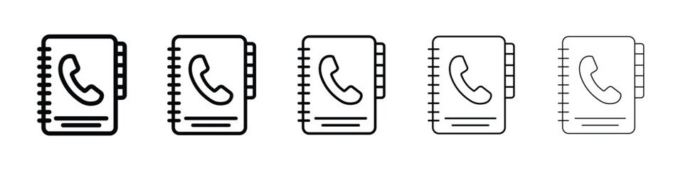 Contact book icon Outline and flat style designs