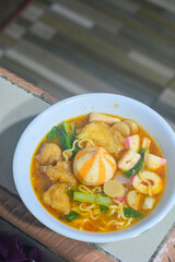 Seblak is a spicy culinary dish from West Java containing crackers and various aci with the main spice kencur.