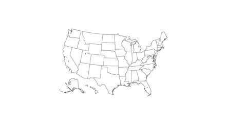 United states map outline with state borders for geography travel and education design vector on transparent background © UmerDraz