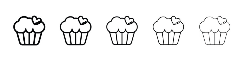 Cupcake icon Outline and flat style designs