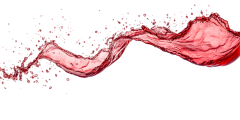 Dynamic splash of red wine against a dark background, revealing its richness