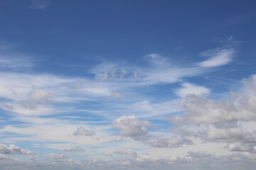 Skyscape with cirrus and cumulus clouds