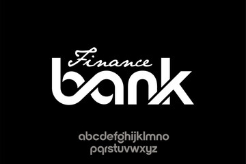 word of finance bank. modern minimalist round clean alphabet font. lowercase bold typography vector illustration design
