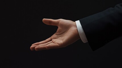 Hand in a Stop Gesture. A businessman hand raised in a stopping or halting gesture to signify caution, limitations, or boundary-setting in discussions or processes