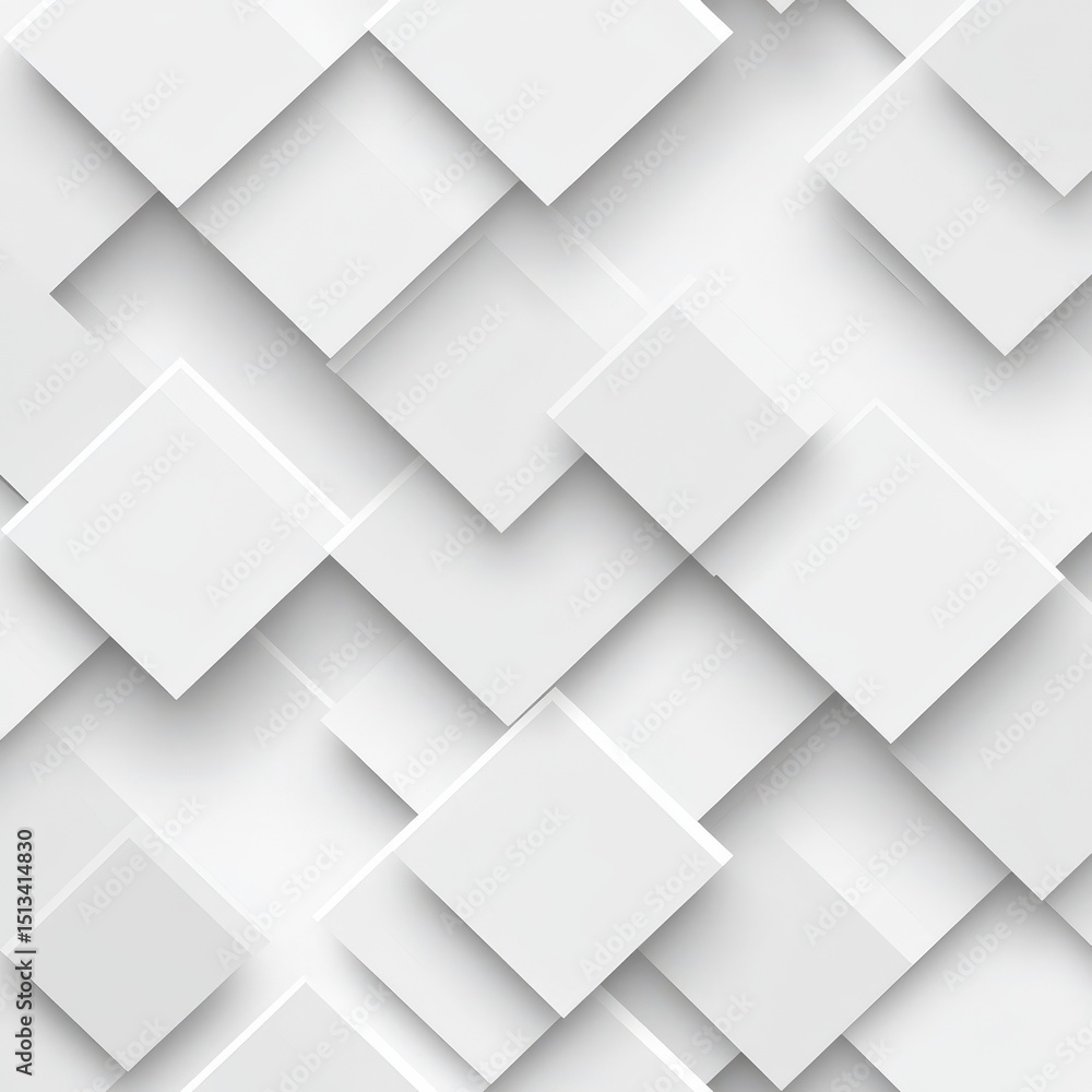 Aufkleber modern white and light grey square overlapped pattern on background with shadow. white background. m