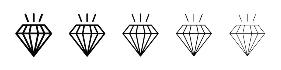 Diamond icon Outline and flat style designs
