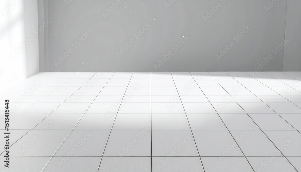 Poster abstract white digital grid floor with subtle red data points and soft lighting