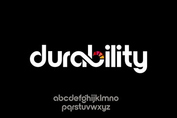 Mobileword of finance durability. modern minimalist round clean alphabet font. lowercase bold typography vector illustration design