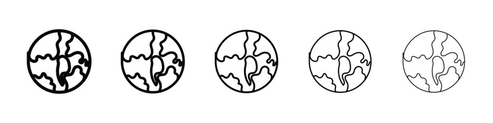 Earth icon Outline and flat style designs