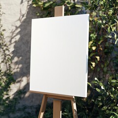 Easel with Blank Canvas: A wooden easel holds a pristine canvas, ready for artistic expression outdoors.