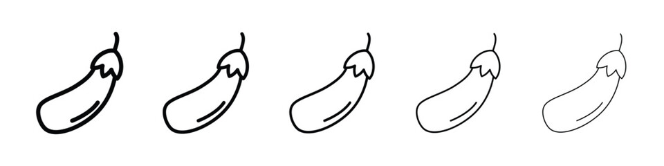 Eggplant icon Outline and flat style designs