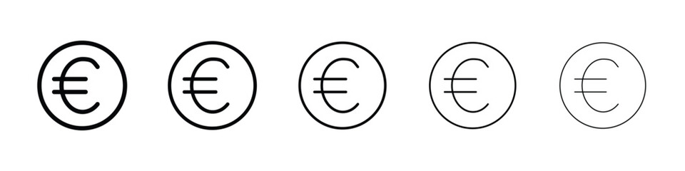 Euro icon Outline and flat style designs
