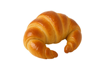 Freshly baked croissant isolated on transparent background. Golden, flaky pastry with buttery layers—perfect for food packaging, bakery menus, cafe branding, and culinary design projects