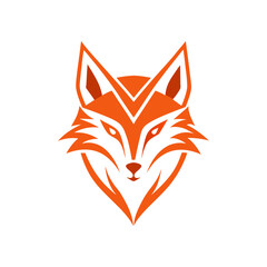 tribal fox head mascot logo with lines and pattern