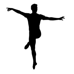 Male dancer performing a jump in a silhouette pose  