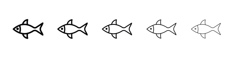 Fish icon Outline and flat style designs