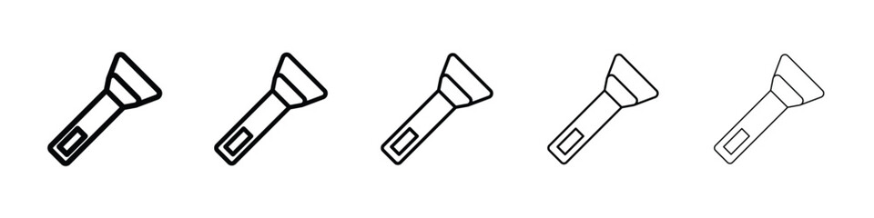 Flashlight icon Outline and flat style designs