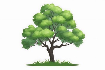 Obraz premium Green tree isolated on transparent background. Natural big tree. Single tree for spring, summer, garden, environmental, botanical, and landscape design projects. Spring decoration, PNG, Cut out