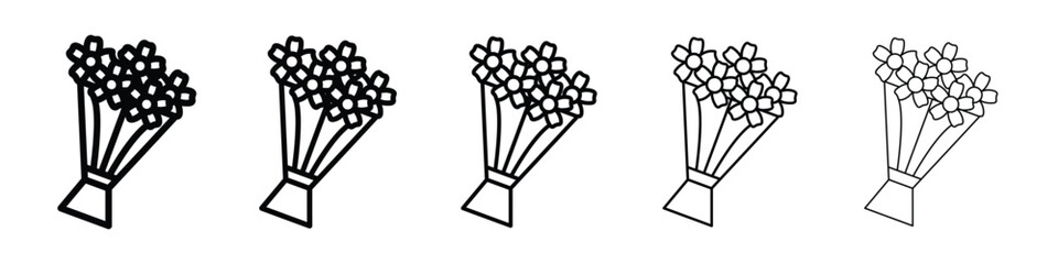 Flower bouquet icon Outline and flat style designs