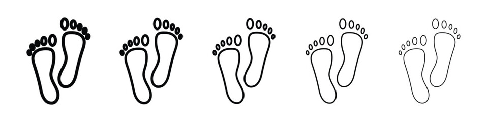 Footprint icon Outline and flat style designs