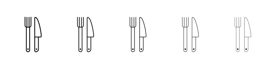 Fork and Knife icon Outline and flat style designs